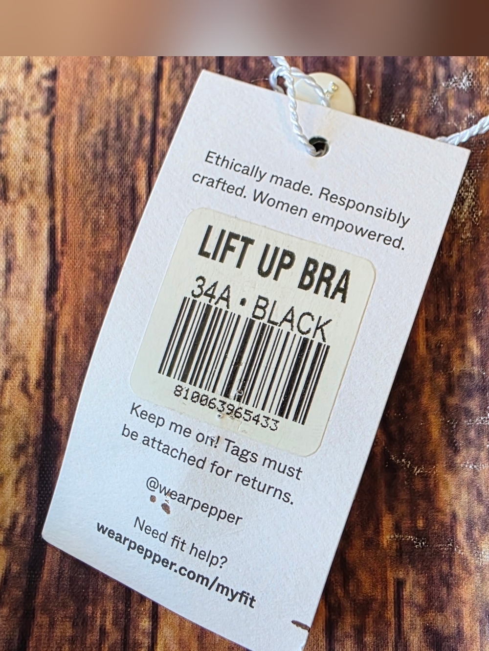 Pepper Lift Up Bra Black Size 34A Underwire Black New with Tag - Picture 2 of 6